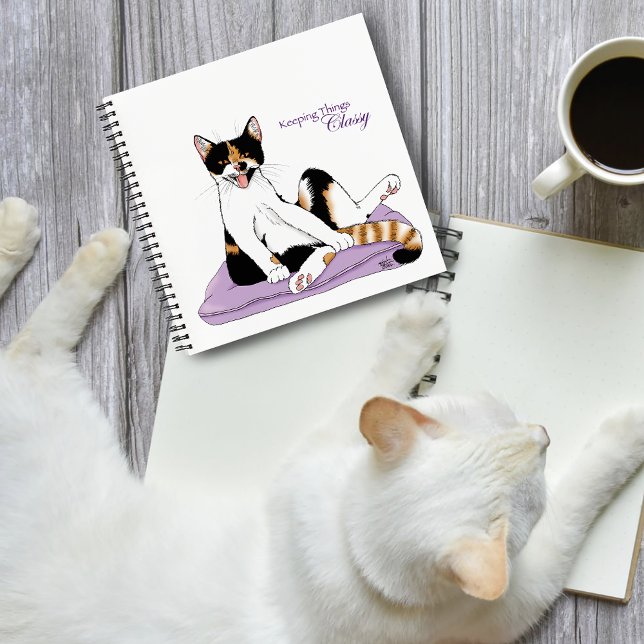 Classy Funny Calico Cat Purple Notebook (Creator Uploaded)