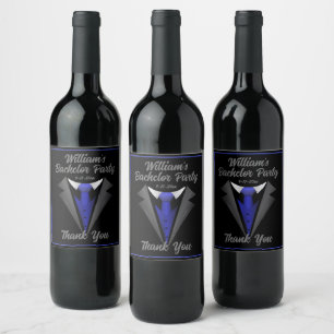 Classy Gentleman Blue Tie Wine Label