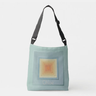 Classy Geometric Squares (light blue & yellow) Crossbody Bag