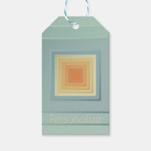 Classy Geometric Squares (light blue & yellow) Gift Tags