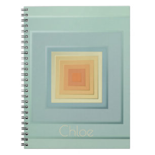 Classy Geometric Squares (light blue & yellow) Spiral Notebook