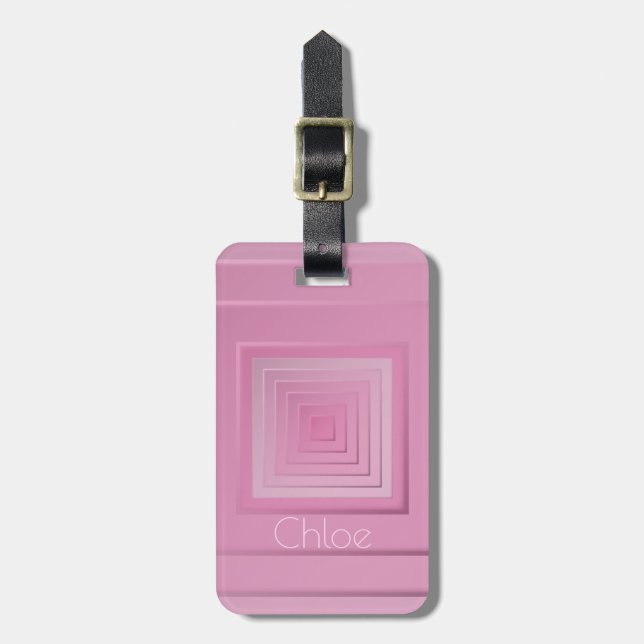 Classy Geometric Squares Luggage Tag (Front Vertical)