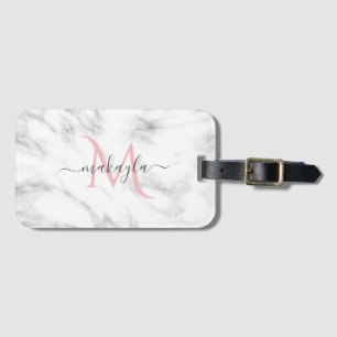 Classy Girly Luxury Marble Design Name Monogram Luggage Tag