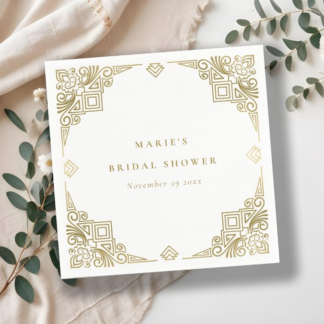 Classy Glam Gold Art Deco Ornate Bridal Shower Napkin (Creator Uploaded)