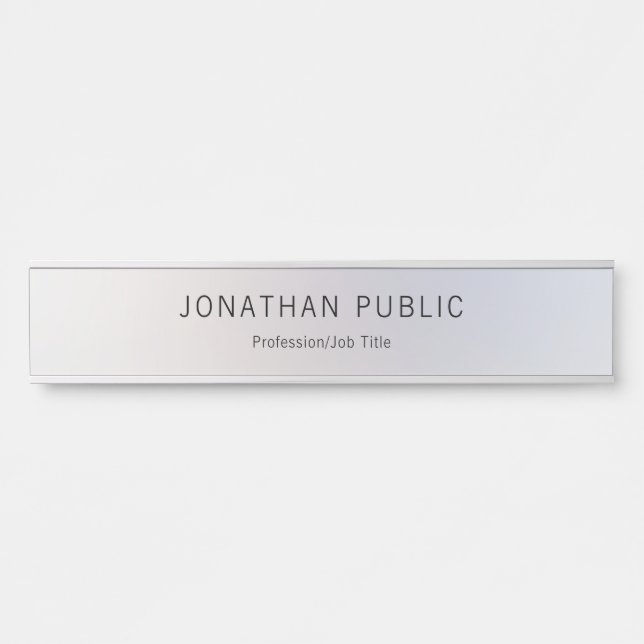 Classy Glamour Silver Template Elegant Modern Long Door Sign (Front)