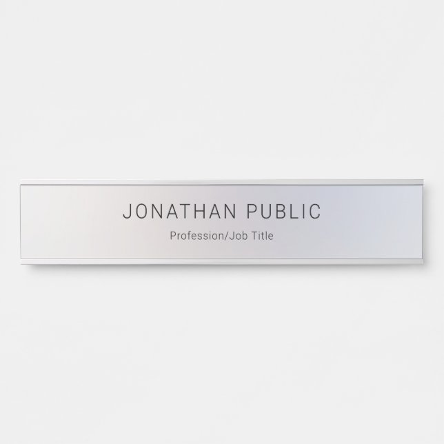 Classy Glamourous Silver Template Elegant Modern Door Sign (Front)