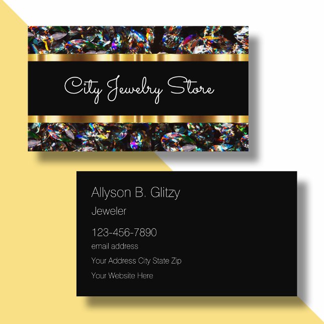 Classy Glitzy Bling Jewellery Store Business Card (Creator Uploaded)