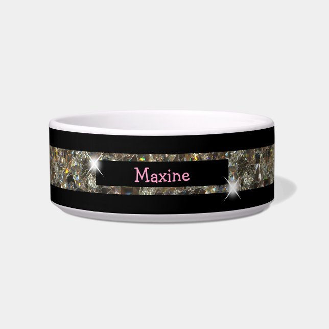 Classy Glitzy Dog or Cat Feed Bowls (Front)