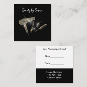 Classy Glitzy Hairstylist Appointment Business Car Square Business Card