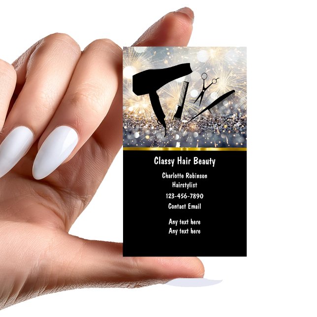 Classy Glitzy Hairstylist Business Cards (r)