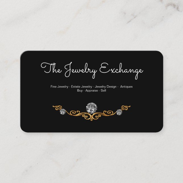 Classy Glitzy Jeweller Business Card (Front)