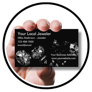 Classy Glitzy Jeweller Diamonds Theme Business Card