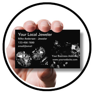 Classy Glitzy Jeweller Diamonds Theme Business Card