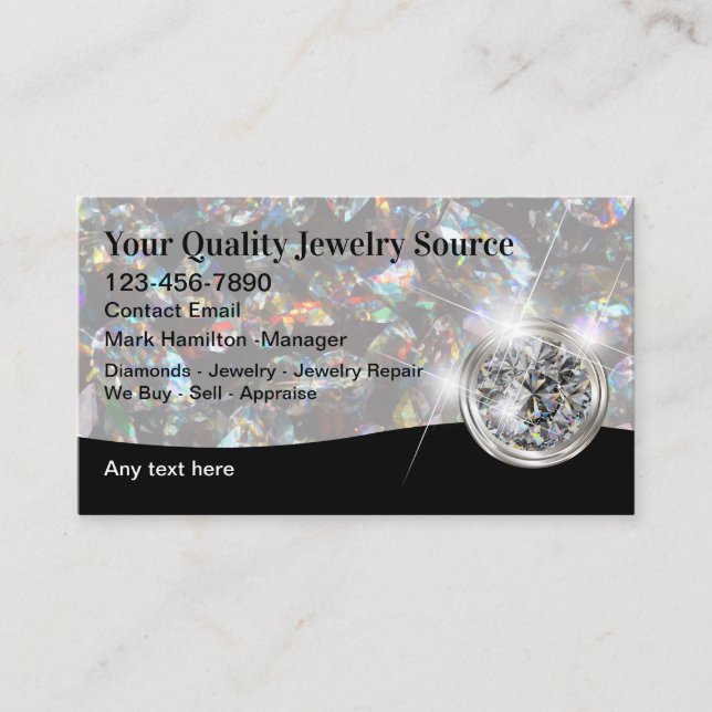 Classy Glossy Luxury Jewellery Store Business Card (Front)