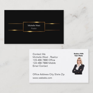 Classy Glossy Realtor Portrait Business Cards