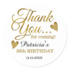 Classy Gold 30th Birthday Thank You