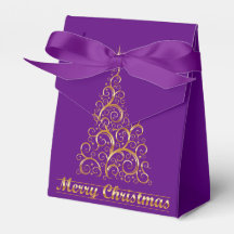 Classy Gold Abstract Christmas Tree Favour Box