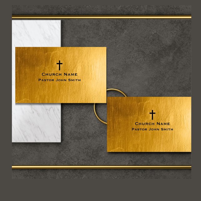 Classy Gold and Black Church Pastor Christian Business Card (Creator Uploaded)