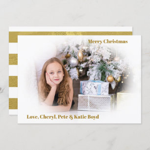 Classy Gold and White Custom Photo Christmas Invitation