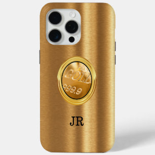 Classy Gold Bar Theme Monogram iPhone 15 Pro Max Case