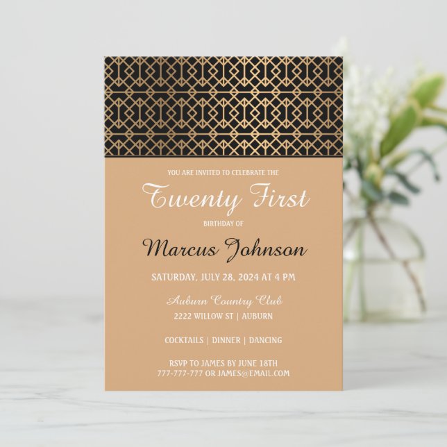 Classy Gold Birthday Invitation (Standing Front)