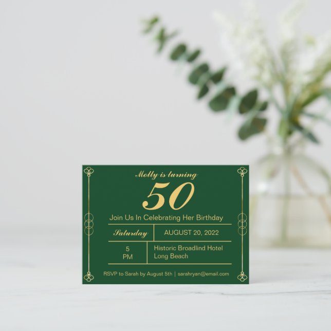 Classy Gold Birthday Invitation (Standing Front)