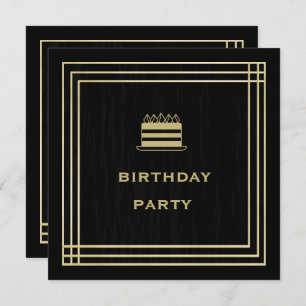 Classy Gold & Black Birthday Party Invitation