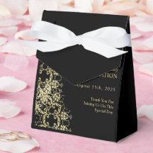 Classy Gold & Black Damask 40th Birthday