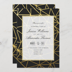Classy Gold & Black Rehearsal Dinner Invitation