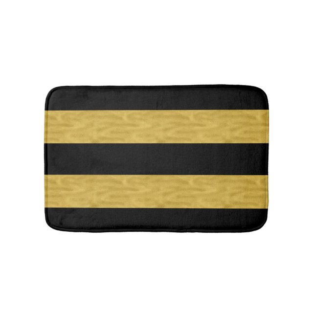Classy Gold & Black Striped Bath mat (Front)