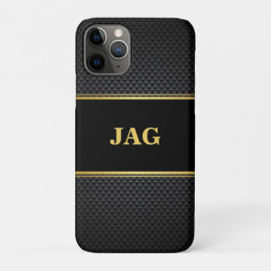 Classy Gold Black Textured Monogram Case-Mate iPhone Case