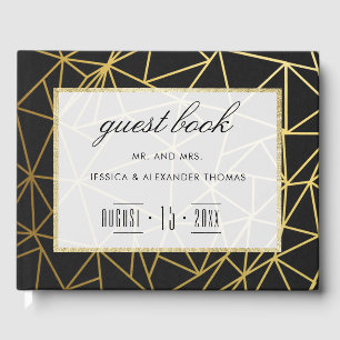 Classy Gold & Black Wedding Guest Book