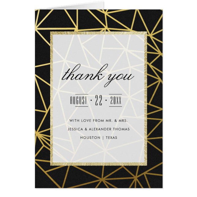 Classy Gold & Black Wedding Thank You (Front)