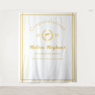 Classy Gold Cap Laurel Wreath Grad Party Back Drop Tapestry