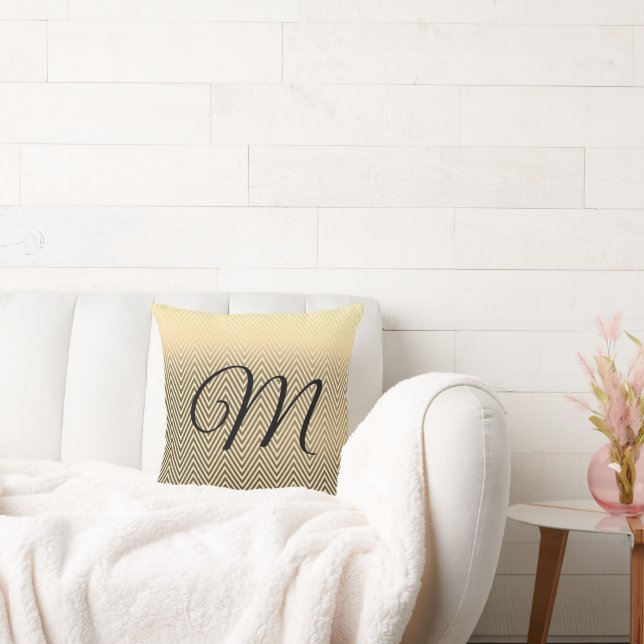 Classy Gold Chevron Monogram Cushion (Couch)