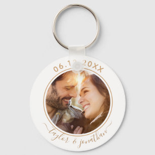 Classy Gold Chic Modern Wedding Personalised Photo Key Ring