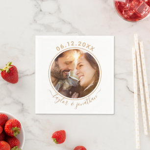 Classy Gold Chic Modern Wedding Personalised Photo Napkin
