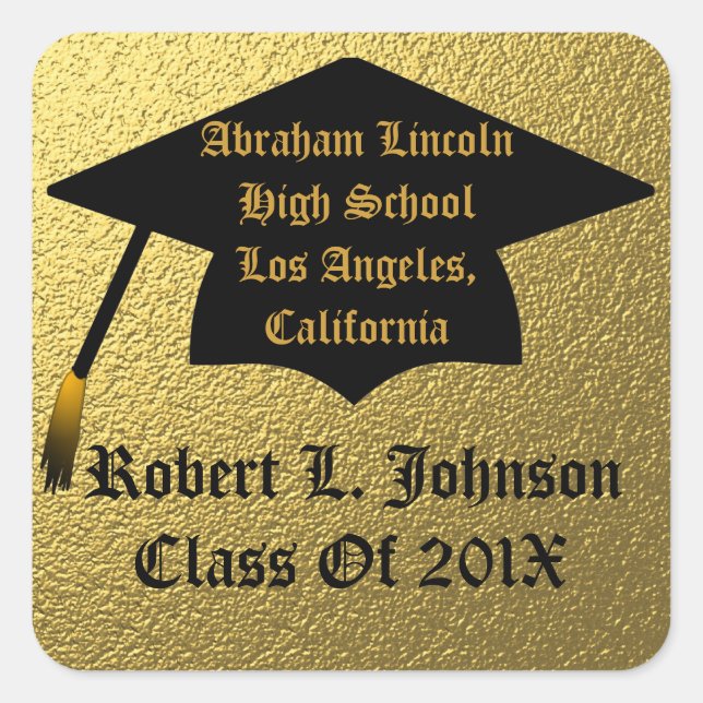 Classy Gold Class Of 20XX Graduation Stickers (Front)