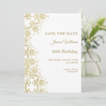 Classy Gold Damask 40th Birthday