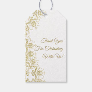 Classy Gold Damask Birthday Gift Tags