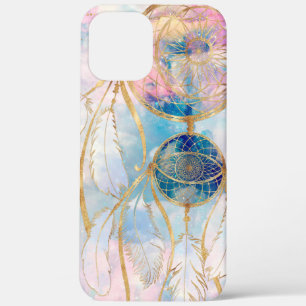 Classy Gold dreamcatcher Rainbow Clouds Sky design iPhone 12 Pro Max Case