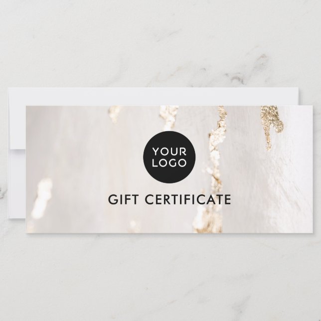 Classy Gold Foil Business Gift Certificate/Voucher (Front)