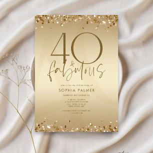 Classy Gold Forty & Fabulous Birthday Invitation