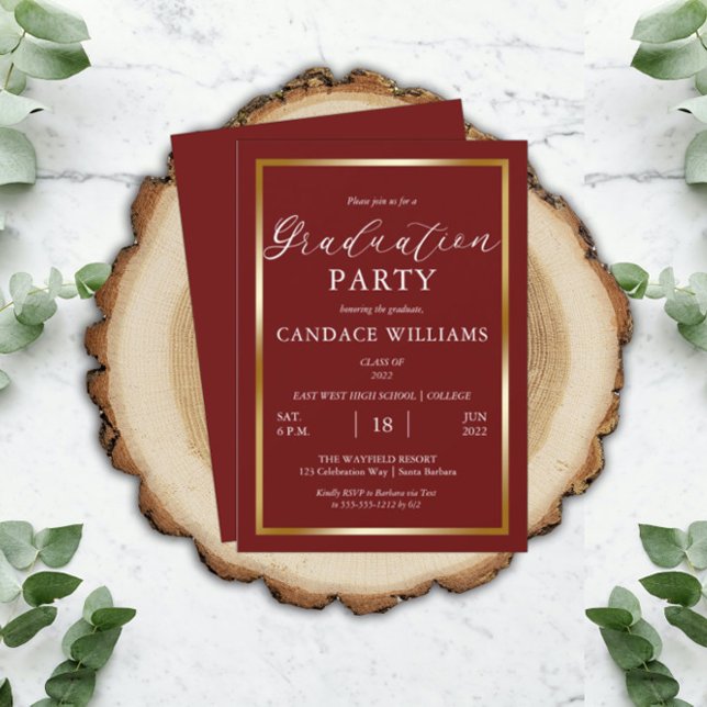 Classy Gold Frame Minimalist Graduation Party  Invitation (Creator Uploaded)