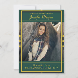 Classy Gold Frame Photo Graduation Invitation