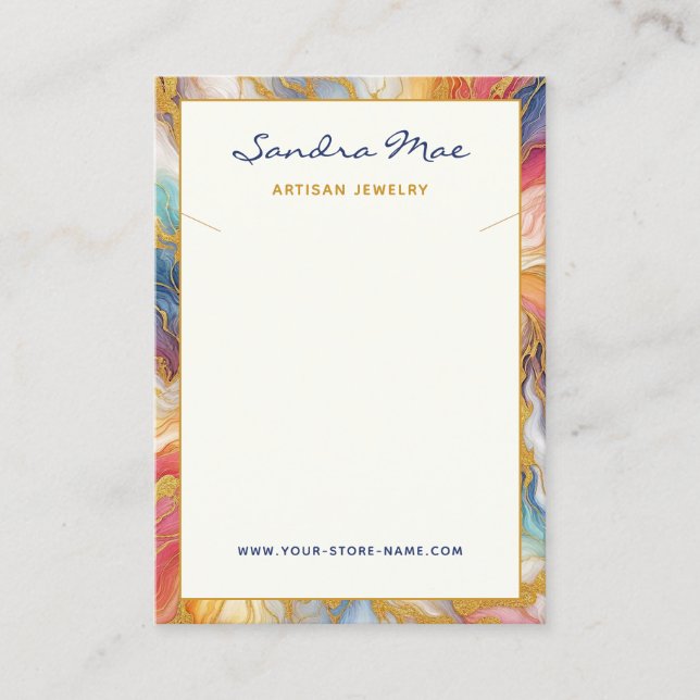 Classy Gold Glitter Marble Jewellery Display Card (Front)