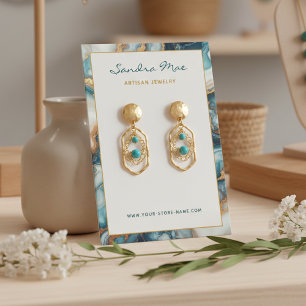 Classy Gold Glitter Marble Jewellery Display Card