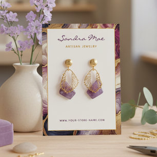 Classy Gold Glitter Marble Jewellery Display Card