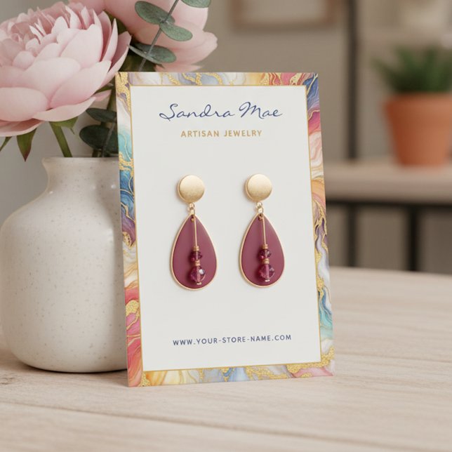 Classy Gold Glitter Marble Jewellery Display Card (Creator Uploaded)