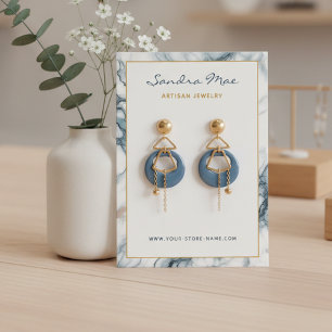 Classy Gold Glitter Marble Jewellery Display Card